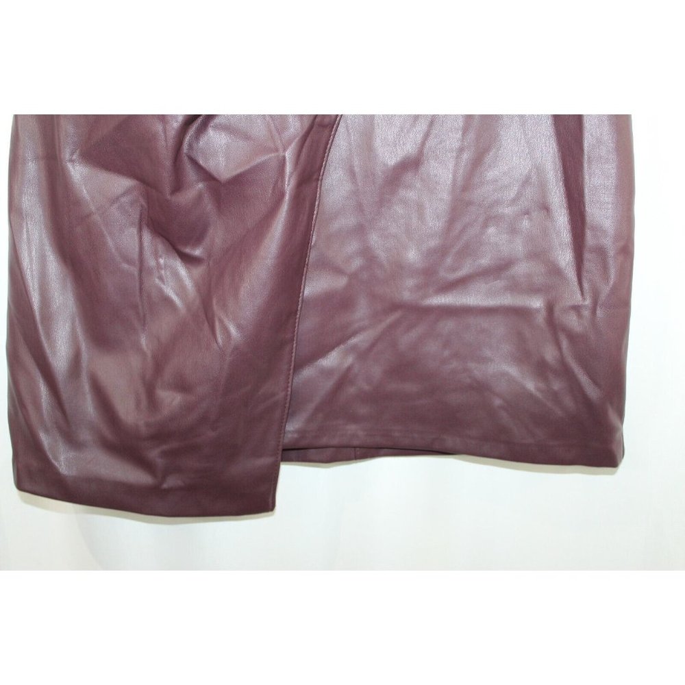 NWT Bailey 44 Womens Dark Red Faux Leather Wrap Skirt S Made in USA - Picture 3 of 5